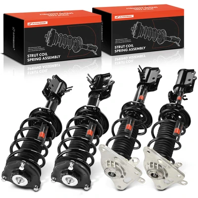 4 Pcs Front & Rear Suspension Strut & Coil Spring Assembly