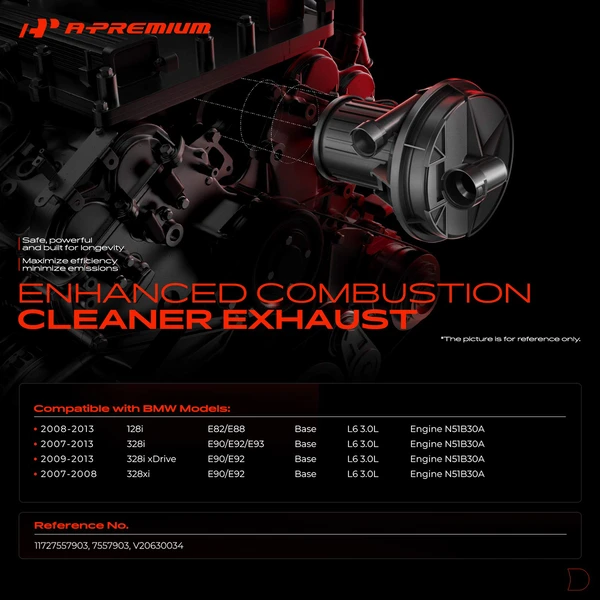 Secondary Air Injection Pump for BMW E82 E88 128i 328i 328i xDrive 328xi L6 3.0L