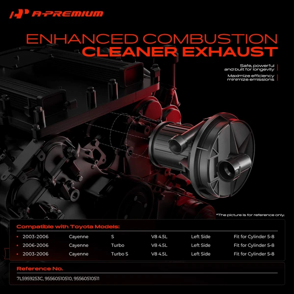 Driver Secondary Air Injection Pump for Porsche Cayenne 2003-2006 V8 4.5L Cyl 5-8