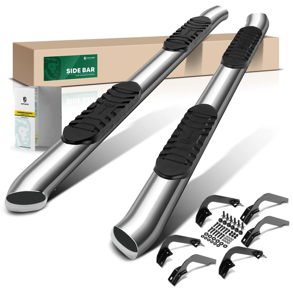 5 Inch Chrome S/S 304 Oval Bent End Side Step Bars for 2004-2015 2017-2023 Nissan TITAN