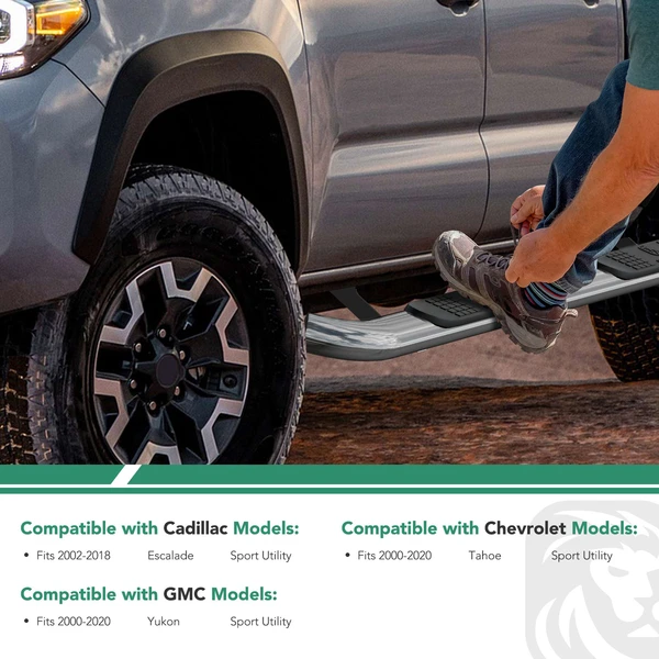 3 Inch Chrome S/S 304 Round Side Step Bars for 2000-2020 GMC Yukon