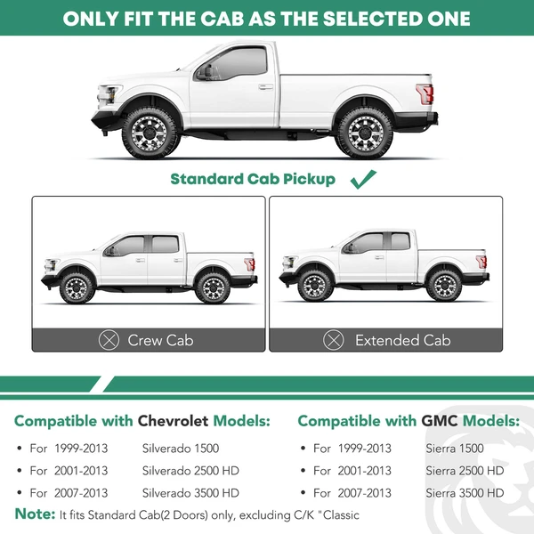 5 Inch Chrome S/S 304 Oval Bent End Side Step Bars for 1999-2013 GMC Sierra 1500