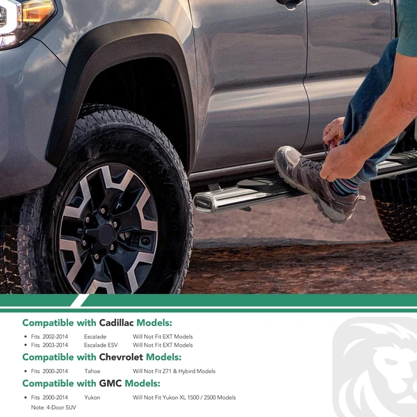 4 Inch Chrome S/S 304 Oval Straight Side Step Bars for 2002-2014 Cadillac Escalade