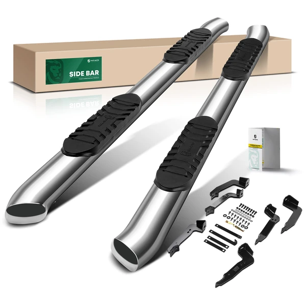 5 Inch Chrome S/S 304 Oval Bent End Side Step Bars for 2001-2014 Chevrolet Silverado 2500 HD