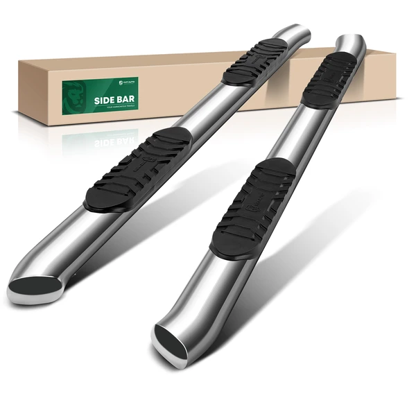 5 Inch Chrome S/S 304 Oval Bent End Side Step Bars for 2001-2014 Chevrolet Silverado 2500 HD