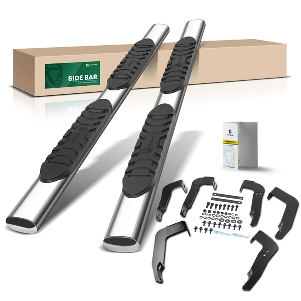 5 Inch Chrome S/S 304 Oval Straight Side Step Bars for 2001-2014 Chevrolet Silverado 2500 HD