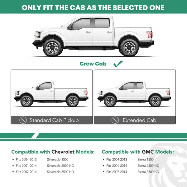 5 Inch Chrome S/S 304 Oval Straight Side Step Bars for 2001-2014 Chevrolet Silverado 2500 HD