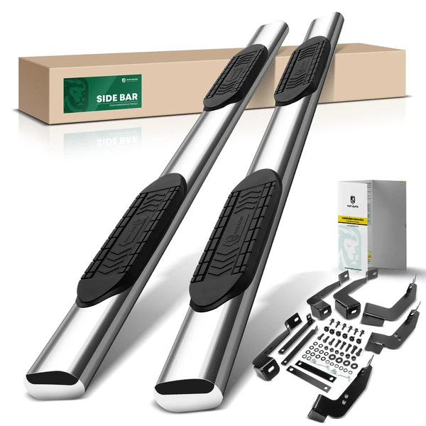 6 Inch Chrome S/S 304 Oval Straight Side Step Bars for 2004 GMC Sierra 2500