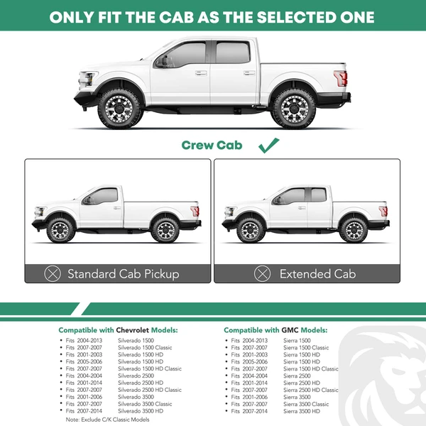 6 Inch Chrome S/S 304 Oval Straight Side Step Bars for 2004 GMC Sierra 2500