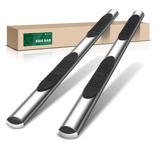 4 Inch Chrome S/S 304 Oval Straight Side Step Bars for 2001-2004 GMC Sierra 2500 HD