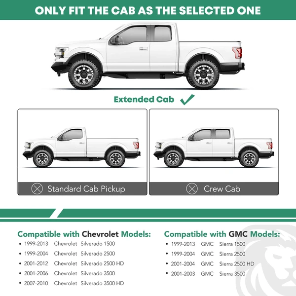 4 Inch Chrome S/S 304 Oval Straight Side Step Bars for 2001-2004 GMC Sierra 2500 HD