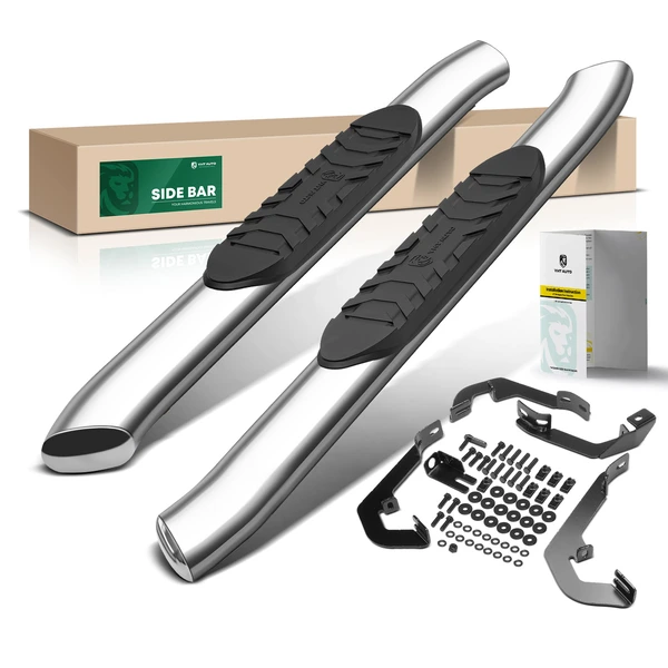 5 Inch Chrome S/S 304 Oval Bent End Side Step Bars for Chevy GMC 2007-2019 Standard Cab