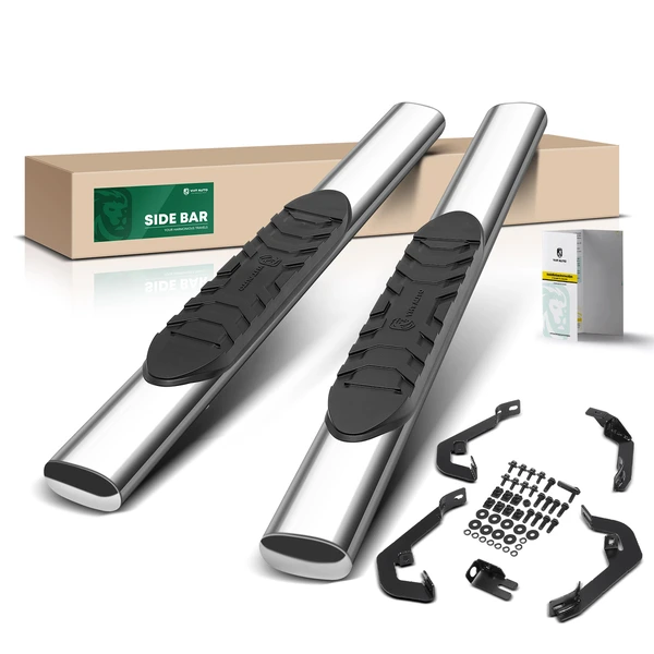 5 Inch Chrome S/S 304 Oval Straight Side Step Bars for 2007-2018 GMC Sierra 1500