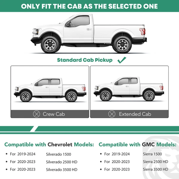 5 Inch Chrome S/S 304 Oval Bent End Side Step Bars for 2020-2023 Chevrolet Silverado 2500 HD