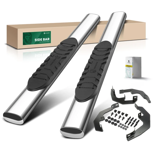 5 Inch Chrome S/S 304 Oval Straight Side Step Bars for Chevy GMC Sierra Standard Cab