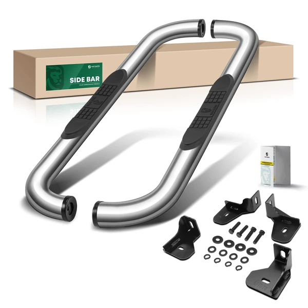 3 Inch Chrome S/S 304 Round Side Step Bars for 2022 Chevrolet Silverado 1500 LTD