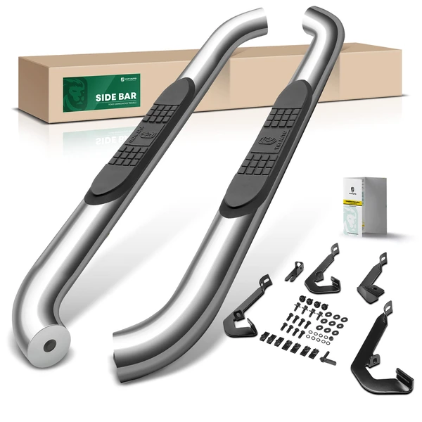 3 Inch Chrome S/S 304 Round Side Step Bars for 2007-2018 Chevrolet Silverado 2500 HD