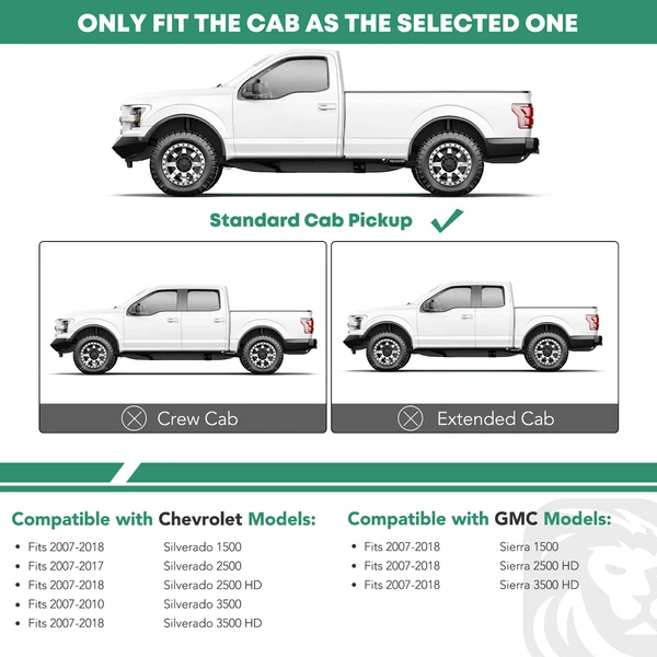 4 Inch Chrome S/S 304 Oval Straight Side Step Bars for 2007-2018 Chevrolet Silverado 1500