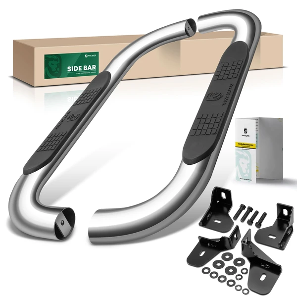 4 Inch Chrome S/S 304 Oval Bent End Side Step Bars for 2022 Chevrolet Silverado 1500 LTD