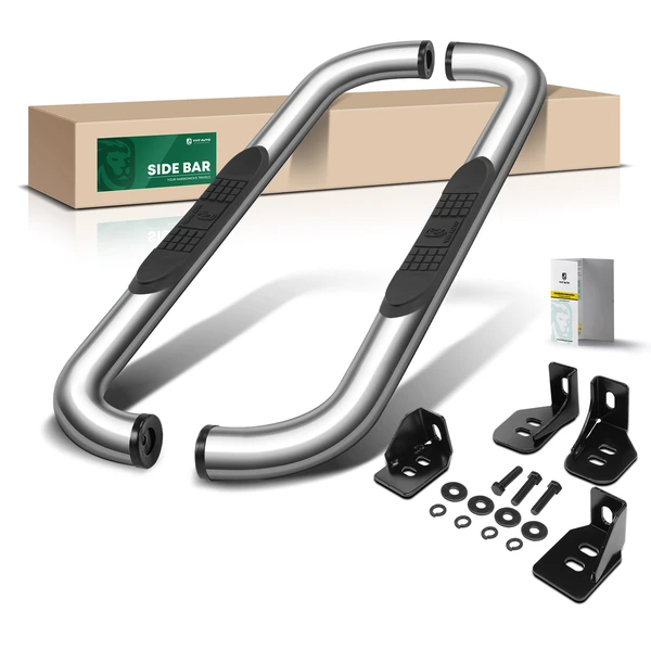 3 Inch Chrome S/S 304 Round Side Step Bars for 2001-2018 Chevrolet Silverado 2500 HD