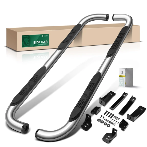 3 Inch Chrome S/S 304 Round Side Step Bars for 2019 Chevrolet Silverado 1500 LD