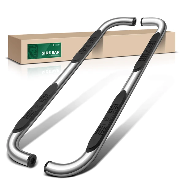 3 Inch Chrome S/S 304 Round Side Step Bars for 2019 Chevrolet Silverado 1500 LD