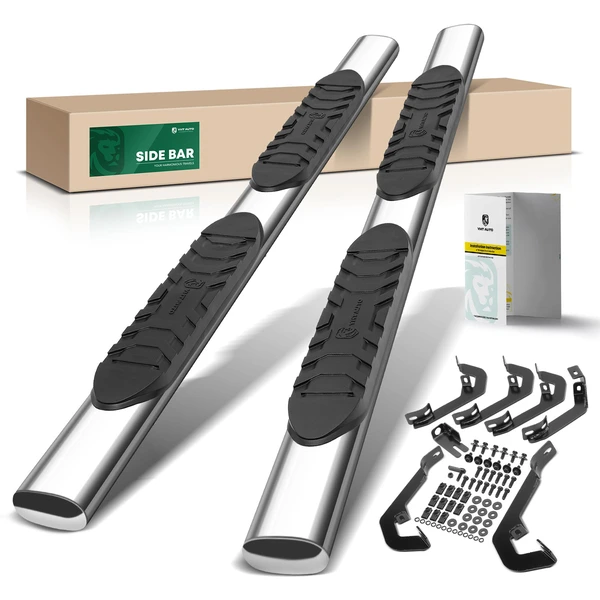 5 Inch Chrome S/S 304 Oval Straight Side Step Bars for 2007-2013 2015-2018 Chevrolet Silverado 3500 HD