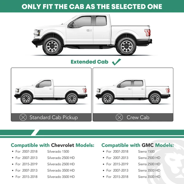 5 Inch Chrome S/S 304 Oval Straight Side Step Bars for 2007-2013 2015-2018 Chevrolet Silverado 3500 HD