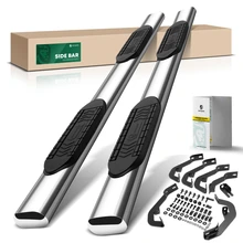 6 Inch Chrome S/S 304 Oval Straight Side Step Bars for 2007-2018 Chevrolet Silverado 1500