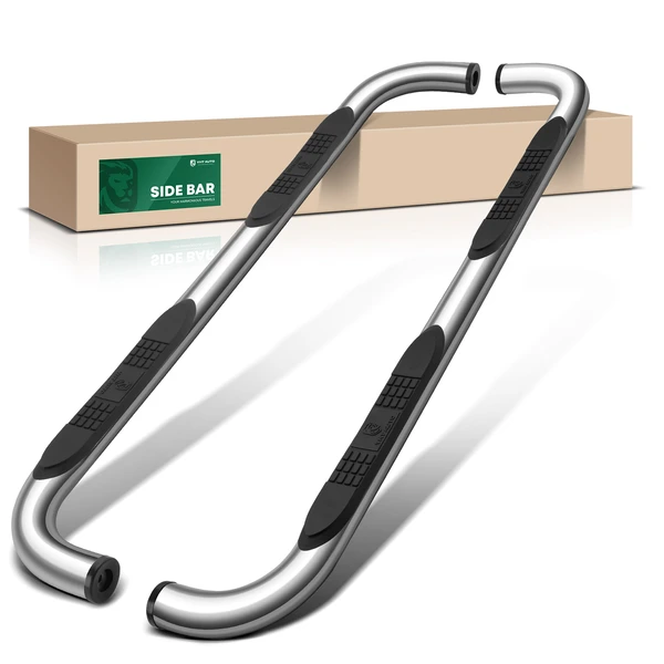 3 Inch Chrome S/S 304 Round Side Step Bars for 2022 Chevrolet Silverado 1500 LTD