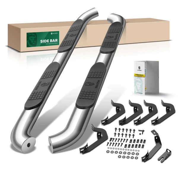 4 Inch Chrome S/S 304 Oval Bent End Side Step Bars for Chevy Silverado 1500 1999-2018