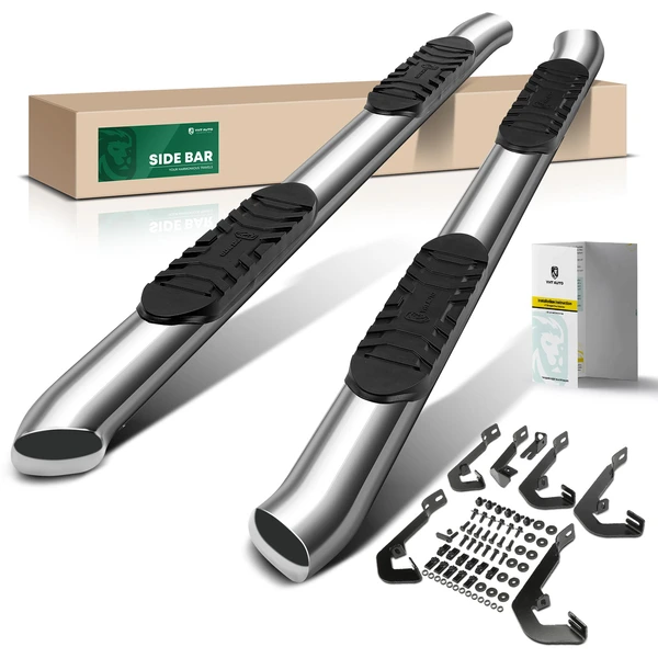 5 Inch Chrome S/S 304 Oval Bent End Side Step Bars for Chevy GMC 2007-2019 Extended Cab