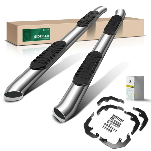 5 Inch Chrome S/S 304 Oval Bent End Side Step Bars for 2020-2023 GMC Sierra 3500 HD