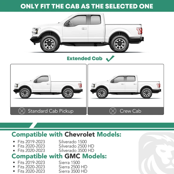 5 Inch Chrome S/S 304 Oval Bent End Side Step Bars for 2020-2023 GMC Sierra 3500 HD