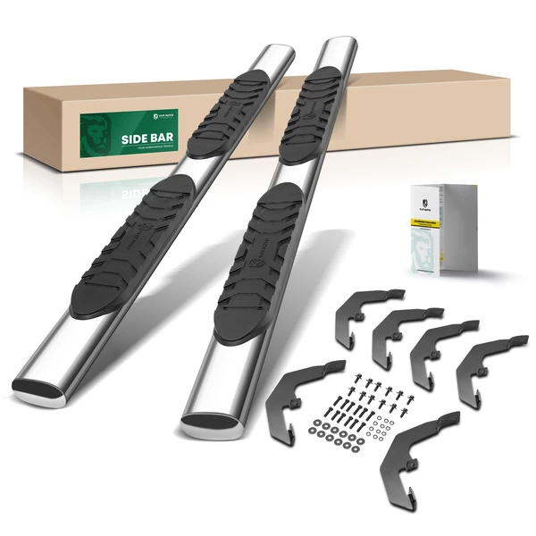 5 Inch Chrome S/S 304 Oval Straight Side Step Bars for 2019-2023 GMC Sierra 1500