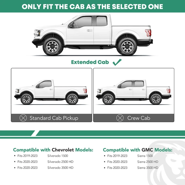 5 Inch Chrome S/S 304 Oval Straight Side Step Bars for 2019-2023 GMC Sierra 1500