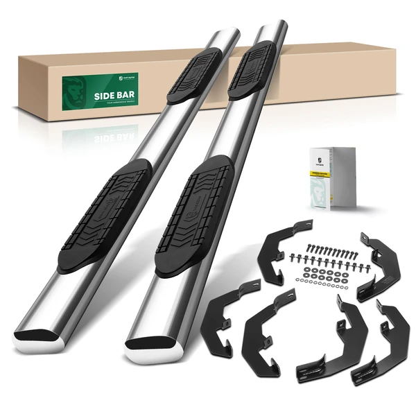 6 Inch Chrome S/S 304 Oval Straight Side Step Bars for 2020-2023 GMC Sierra 3500 HD