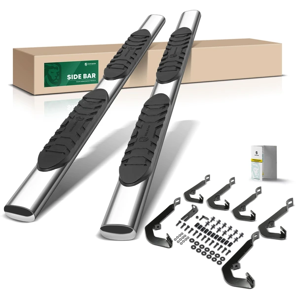 5 Inch Chrome S/S 304 Oval Straight Side Step Bars for 2007-2018 Chevrolet Silverado 1500