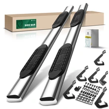 6 Inch Chrome S/S 304 Oval Straight Side Step Bars for 2007-2018 Chevrolet Silverado 1500
