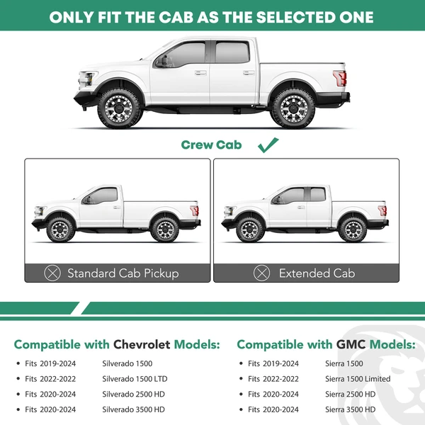 4 Inch Chrome S/S 304 Oval Straight Side Step Bars for 2020-2024 GMC Sierra 3500 HD