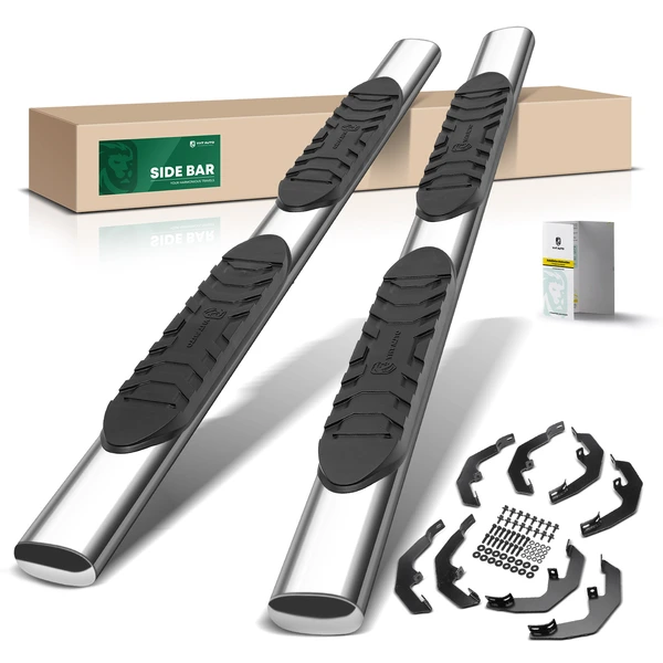 5 Inch Chrome S/S 304 Oval Straight Side Step Bars for 2019-2024 Chevrolet Silverado 1500