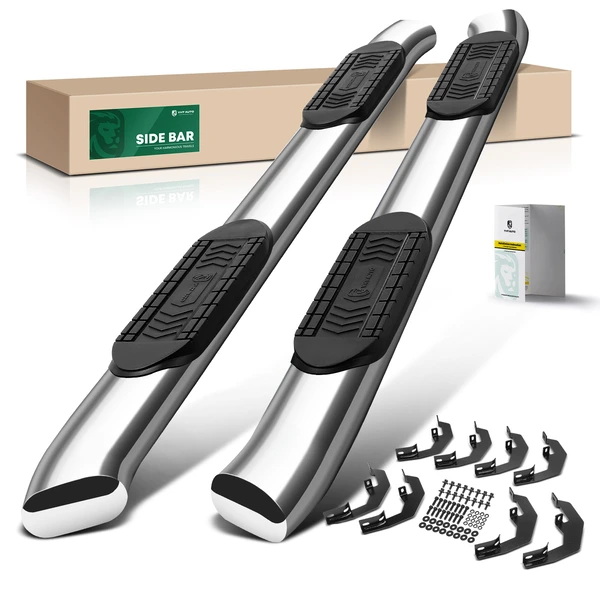 6 Inch Chrome S/S 304 Oval Bent End Side Step Bars for 2020-2024 GMC Sierra 3500 HD