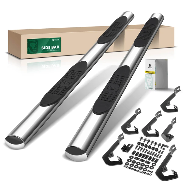 4 Inch Chrome S/S 304 Oval Straight Side Step Bars for 2007-2018 Chevrolet Silverado 1500