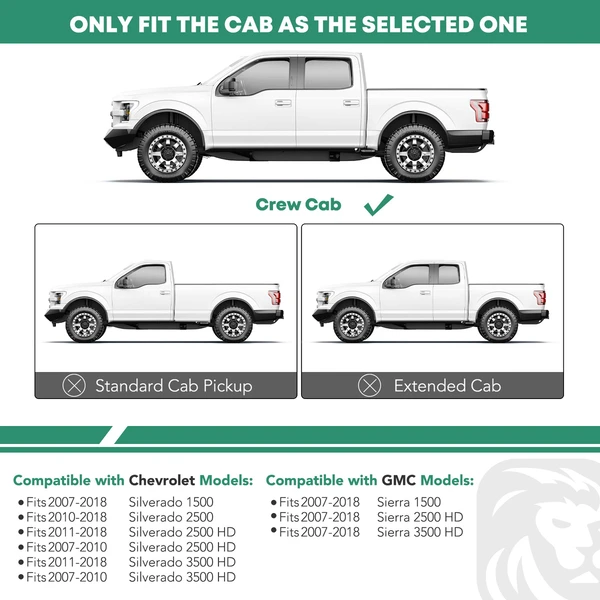 4 Inch Chrome S/S 304 Oval Straight Side Step Bars for 2007-2018 Chevrolet Silverado 1500