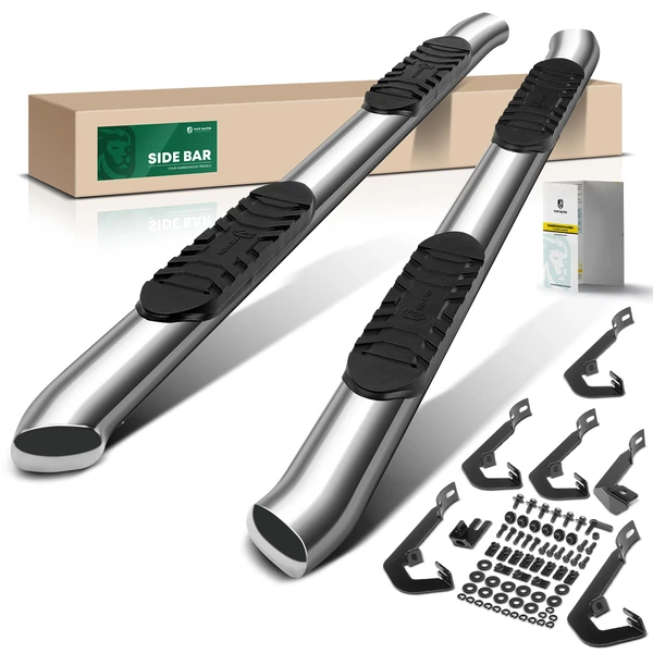 5 Inch Chrome S/S 304 Oval Bent End Side Step Bars for 2007-2018 GMC Sierra 1500