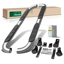 4 Inch Chrome S/S 304 Oval Bent End Side Step Bars for 2004-2018 GMC Sierra 1500