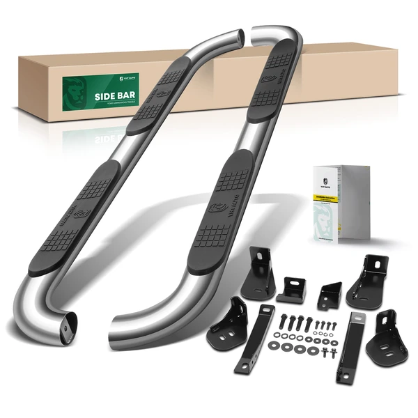 4 Inch Chrome S/S 304 Oval Bent End Side Step Bars for 2004-2018 GMC Sierra 1500