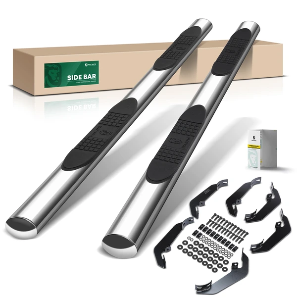 4 Inch Chrome S/S 304 Oval Straight Side Step Bars for 2015-2022 GMC Canyon