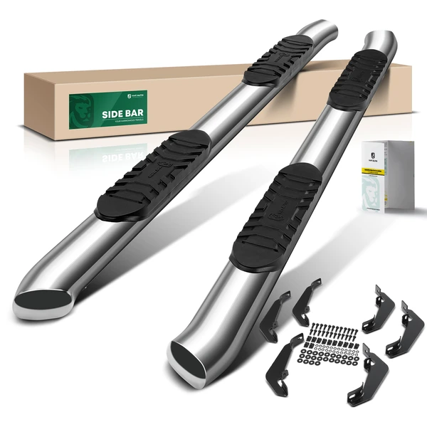 5 Inch Chrome S/S 304 Oval Bent End Side Step Bars for Chevy Colorado 2015-2022 Double Cab