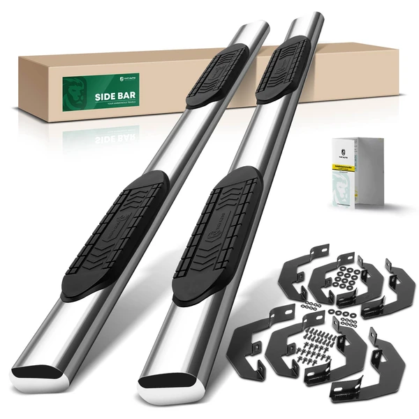 6 Inch Chrome S/S 304 Oval Straight Side Step Bars for 2020-2024 GMC Sierra 3500 HD